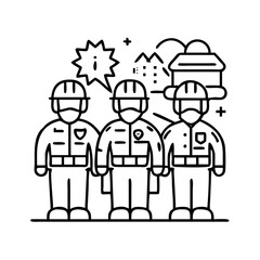 emergency response team icon, emergency response team line art - simple line art of emergency response team, perfect for emergency response team logos and icons