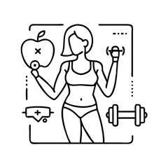 fitness icon, fitness line art - simple line art of fitness, perfect for fitness logos and icons