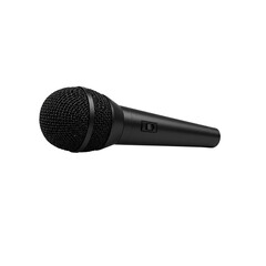 Black Handheld Microphone with On/Off Switch, Isolated on Transparent Background 