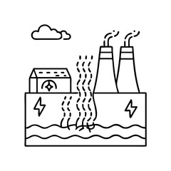 geothermal energy icon, geothermal energy line art - simple line art of geothermal energy, perfect for geothermal energy logos and icons