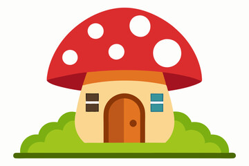 house with a mushroom vector illustration 