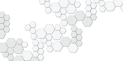 Abstract technology white geometric hexagon on transparent concept design honeycomb shape vector. 