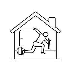 home exercise icon, home exercise line art - simple line art of home exercise, perfect for home exercise logos and icons