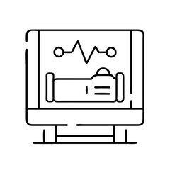 hospital bed monitor icon, hospital bed monitor line art - simple line art of hospital bed monitor, perfect for hospital bed monitor logos and icons