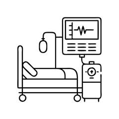 hospital bed monitor icon, hospital bed monitor line art - simple line art of hospital bed monitor, perfect for hospital bed monitor logos and icons