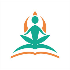 Book Yoga Logo Design Vector Clipart for Wellness and Education