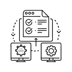 Fototapeta premium integration testing icon, integration testing line art - simple line art of integration testing, perfect for integration testing logos and icons