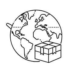 international shipping icon, international shipping line art - simple line art of international shipping, perfect for international shipping logos and icons