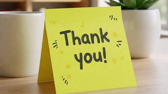 thank you note sticky note animated illustration