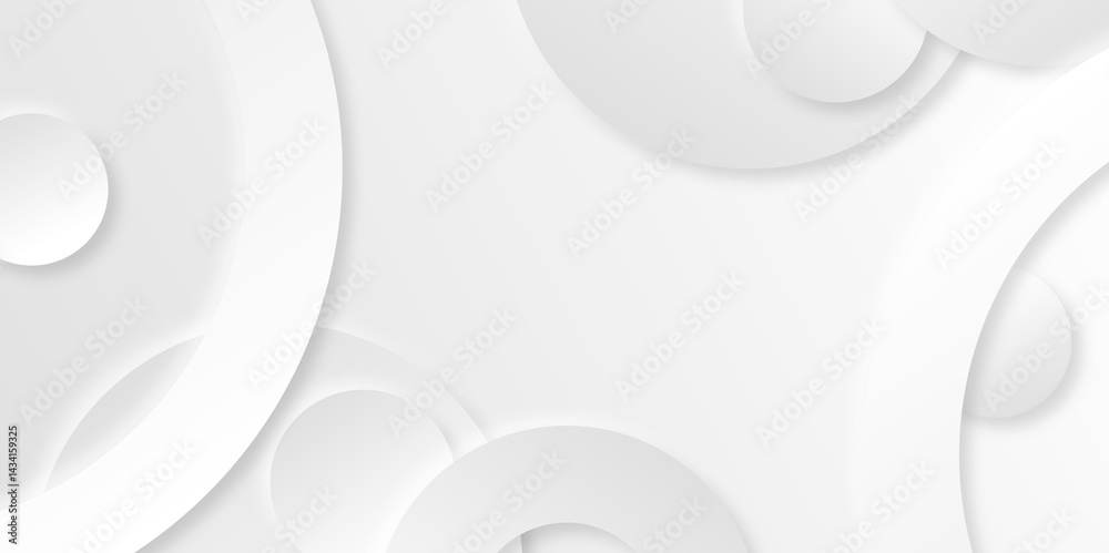 Wall mural abstract white monochrome vector background. minimal white abstract background with circular line pa