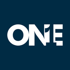 Bold ONE Typography Logo on Dark Blue Background, Bold ONE negative space Logo on Dark Blue Background