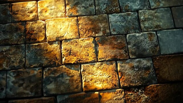 Sunlit stone pavement, textured surface, warm tones