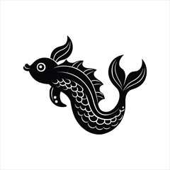 Intricate Aquatic Creature Swimming in Harmony Vector Silhouette