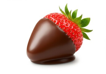 Strawberry covered in chocolate isolated on white background