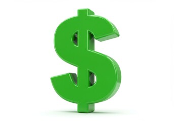 Obraz premium A vibrant green dollar symbol standing isolated on white background