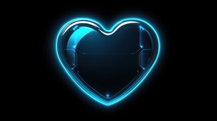 Futuristic heart symbol, glowing blue