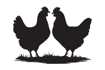 Fototapeta premium chicken silhouette vector icon art illustration, rooster hen vector icon black silhouette 