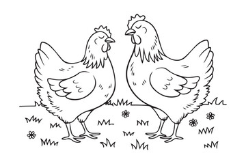 Fototapeta premium chicken vector icon line art illustration, rooster hen vector outline icon