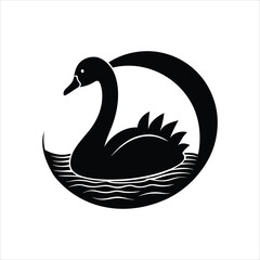 Swan Silhouette Vector Illustration for Decor Design