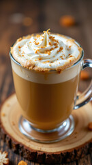 A delicious hot beverage topped with whipped cream and edible cookie crumbs, perfect for a cozy keto moment.