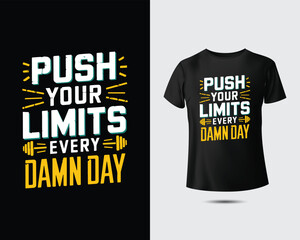 Gym workout fitness motivational t-shirt designs beast mode push limits no pain no gain inspirational quotes bodybuilding training apparel for men and women sporty graphic prints.