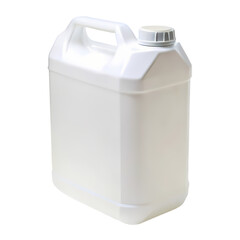White Plastic Jerrycan 5 Gallon Container on transparent background