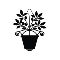 Wall Mounted Plant Holder Silhouette Vector