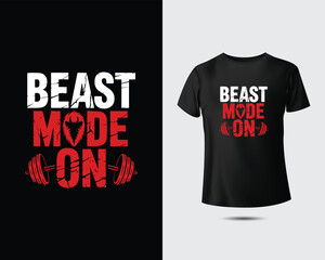 Gym workout fitness motivational t-shirt designs beast mode push limits no pain no gain inspirational quotes bodybuilding training apparel for men and women sporty graphic prints.