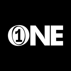 Fototapeta premium Minimalist ONE Typography Logo Design, Minimalist ONE negative space Logo Design