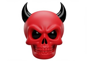 Obraz premium A red skull with black horns isolated on white background