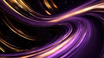 Large semi-transparent planetary rings glowing in purple and gold hues, swirling around a distant star