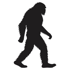 Fototapeta premium bigfoot walking silhouette on white background