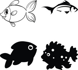 Obraz premium Fish Bundel simple icon. Vector ICON all icon Viktor 