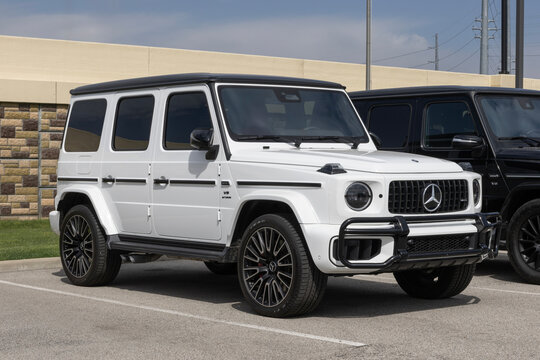 Mercedes-Benz G-Class G 63 AMG display. Mercedes offers the G63 with a 4.0L twin-turbocharged V8 engine. MY:2025