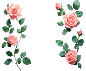 Floral arrangement of pink roses nature digital minimalist style isolated on transparent background