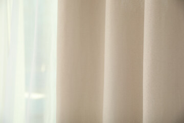 Obraz premium Window with elegant curtains indoors, closeup view