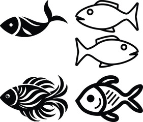 Fish Bundel simple icon. Vector ICON all icon Viktor	