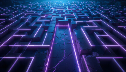 Obraz premium Abstract Neon Maze Illustration