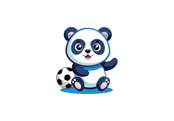 Naklejka premium Happy Panda Playing Soccer – Cute Sport Animal Clipart