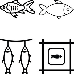 Fish Bundel simple icon. Vector ICON all icon Viktor	