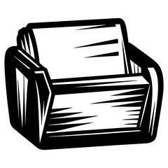 Stylish monochrome armchair with bold lines for modern interior design concepts