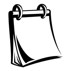 Stylized Desk Calendar with Multiple Blank Sheets and Metal Fasteners Illustration