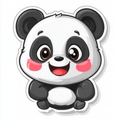 Obraz premium Joyful Panda Cub's Delight: A charming illustration of a panda cub, its expressive eyes and rosy cheeks, beaming with happiness, is perfectly illustrated with playful spirit.