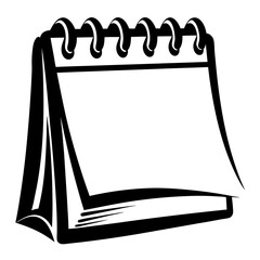 Monochrome Illustration of a Tabletop Flip Calendar with Blank Pages Ready