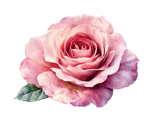 Elegant pink rose in bloom nature soft lighting isolated on transparent background