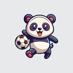 Naklejka premium Minimalist Panda Character with Football – Sport Animal Clipart