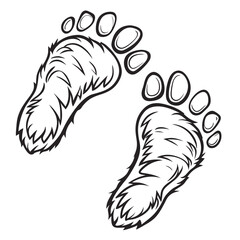 yeti bigfoot foot prints hand drawn vector