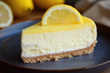 Lemon slice cheesecake. AI generated illustration.