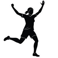 woman soccer player celebrating goal silhouette