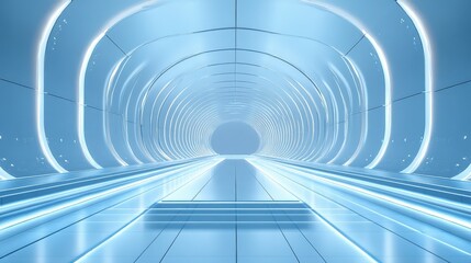 Obraz premium Futuristic Light Blue Tunnel Pathway